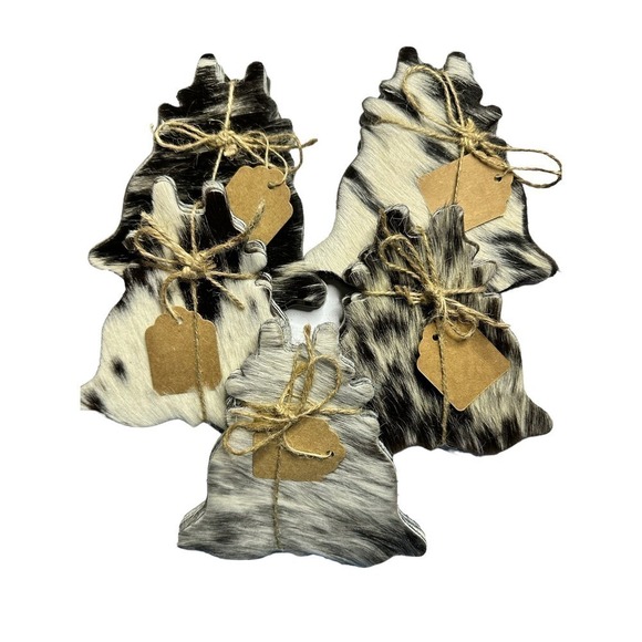Real Cowhide Coasters 4pk - Picture 2 of 7